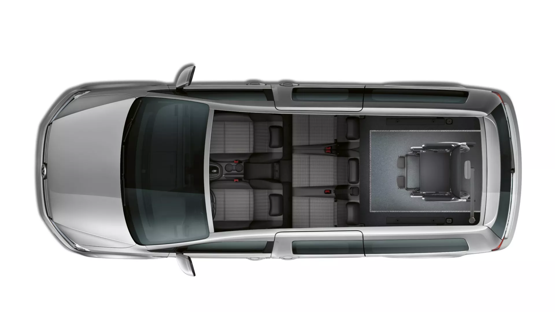 Caddy Maxi Sitzkonfigurationen mit Rollstuhl