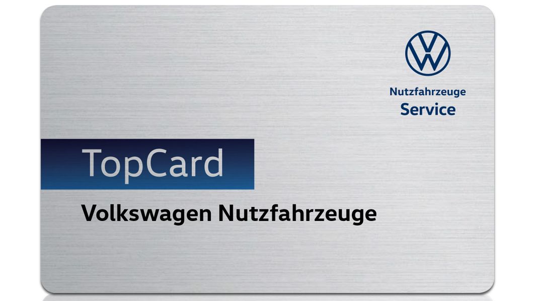 VW Nutzfahrzeuge TopCard vor weißem Hintergrund 