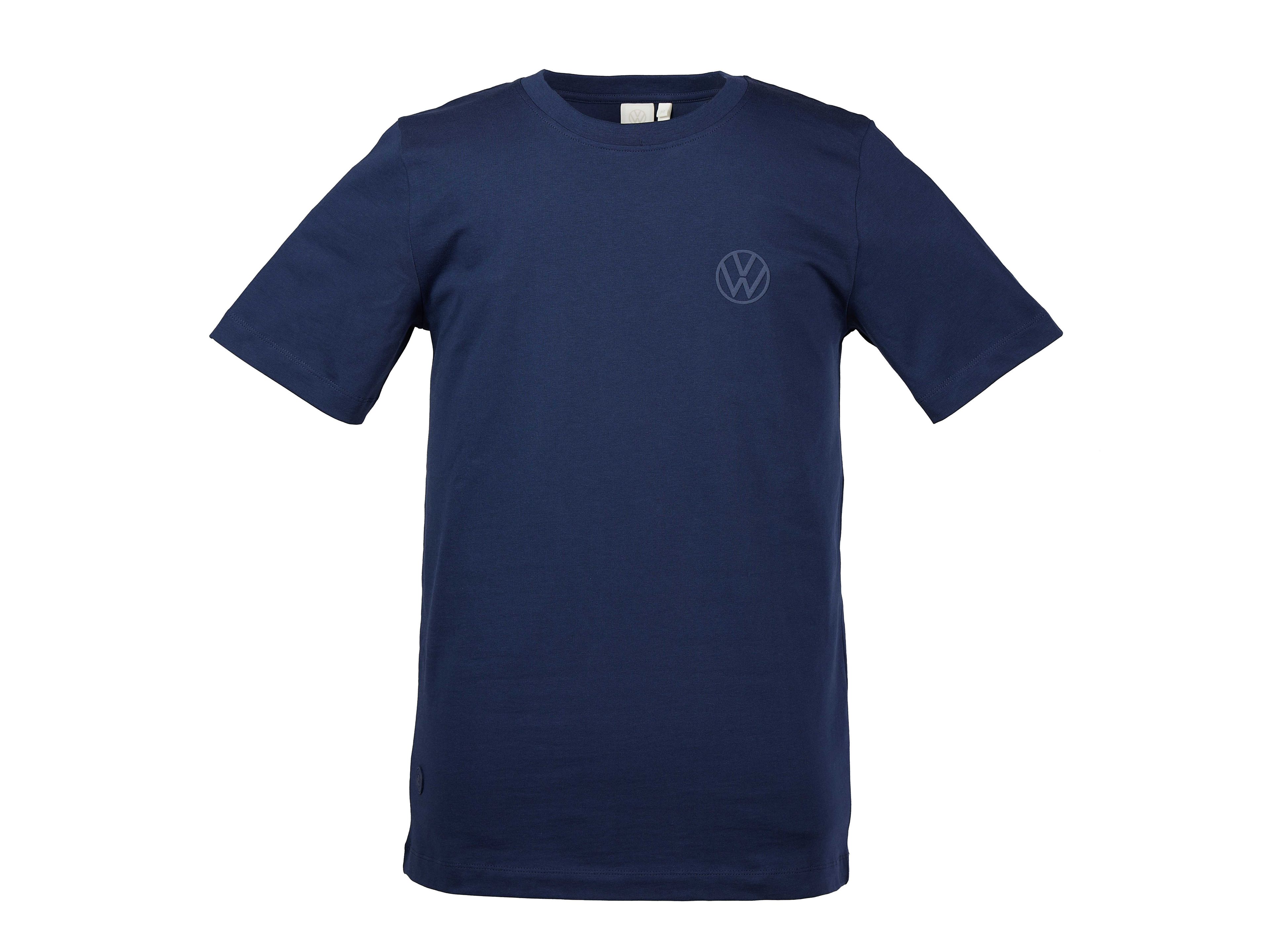 Ein blaues T-Shirt mit Volkswagen Logo aus der Volkswagen Collection