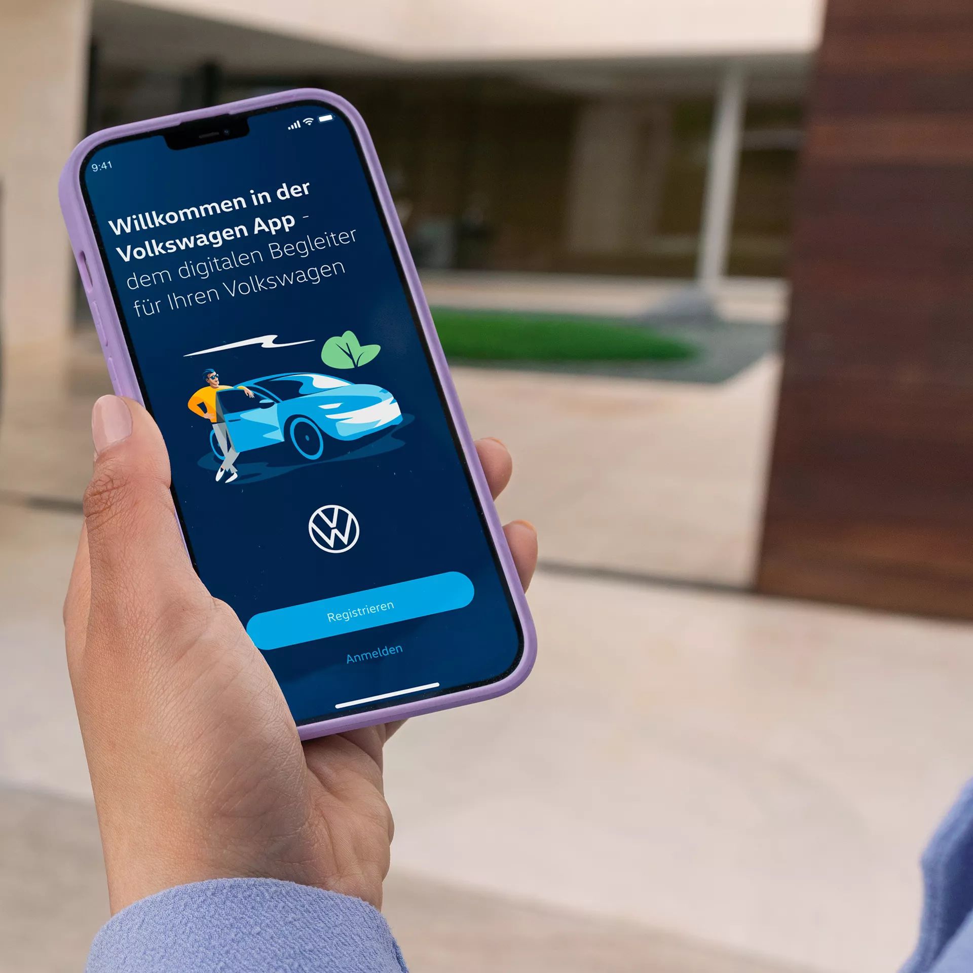 Nahaufnahme Volkswagen App, Anmeldefenster