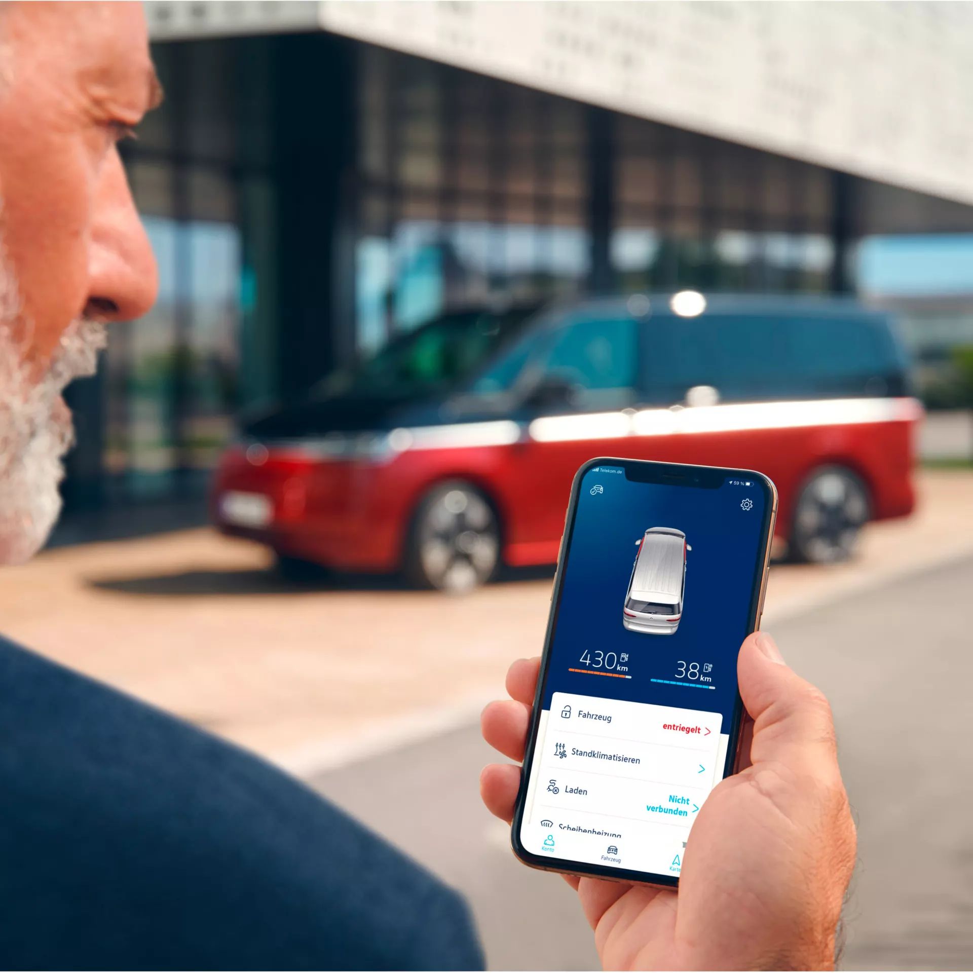 Multivan VW Connect App, Reichweitenanzeige  