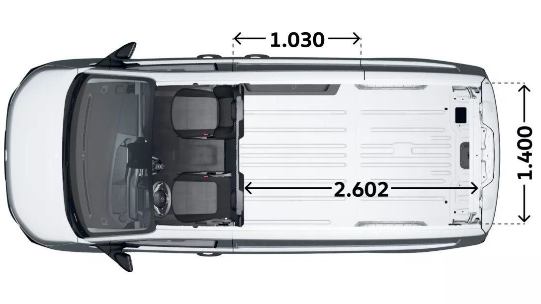 VW Transporter Kastenwagen kurzer Radstand länge der Ladefläche, Breite der Türen